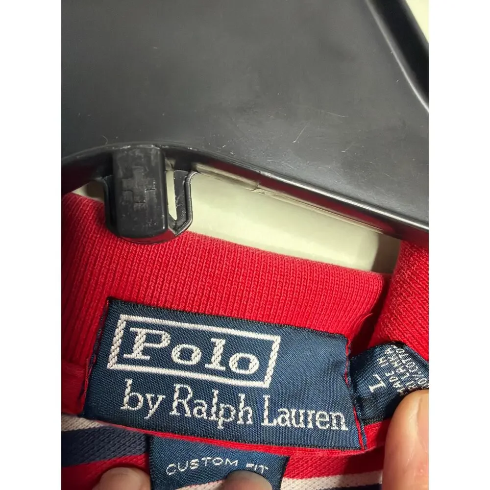 Polo Ralph Lauren Red White Blue Striped Polo Large